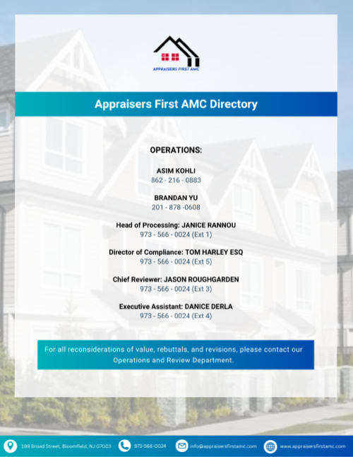Appraisers First Directory