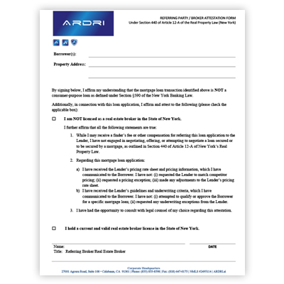 New York Broker Attestation Preview