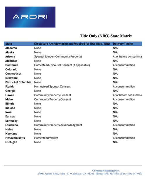 Title Only (NBO) State Matrix